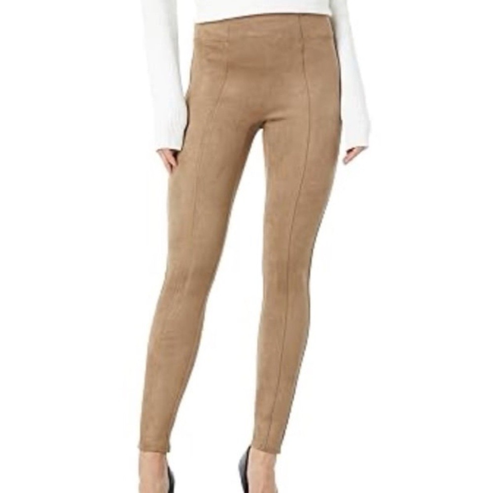 Spanx Faux Suede High Rise Shaping Leggings Camel Brown Size Large